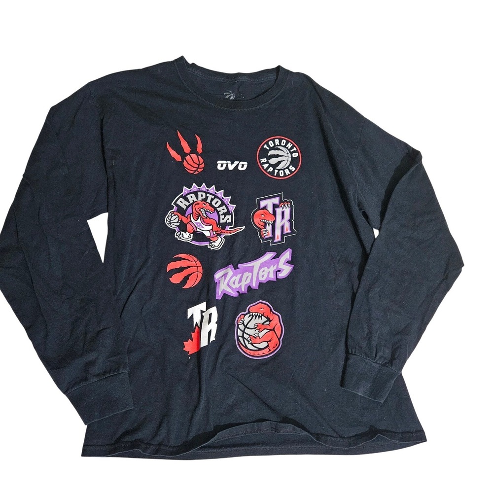 OVO Toronto Raptors Long Sleeve Shirt Mens XL Black Multi Logo Graphic Tee - Picture 1 of 6